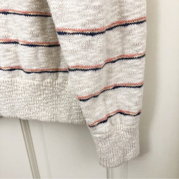 Faherty | Striped Henley Sweater Hoodie Coastal Beach Surfer Large - Picture 9 of 13